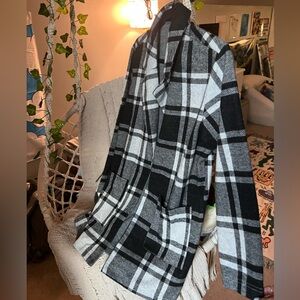 Black and white plaid coat